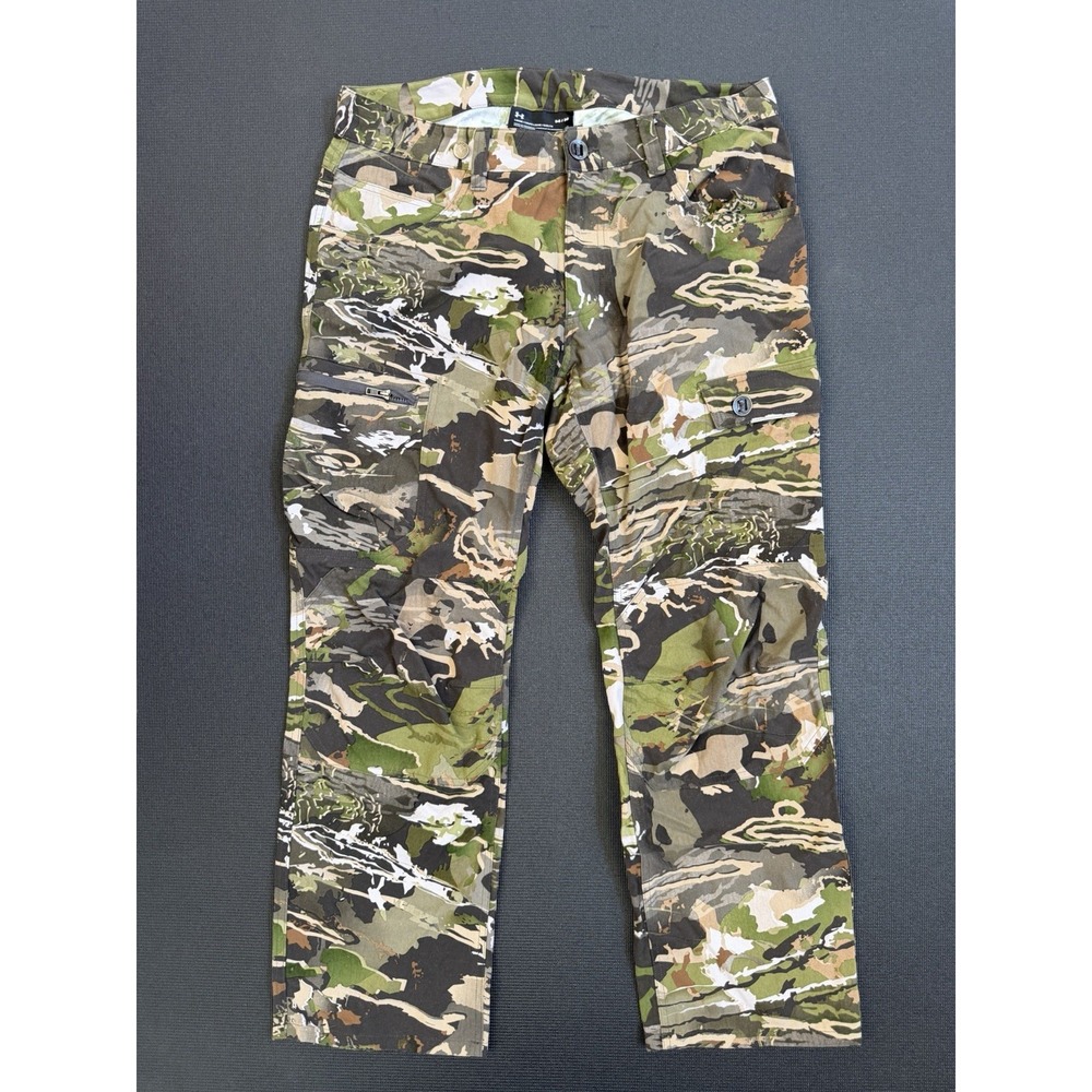Under Armour Field Ops Hunting Pants Mens 34x30 Forest Camo Loose Fit Tactical